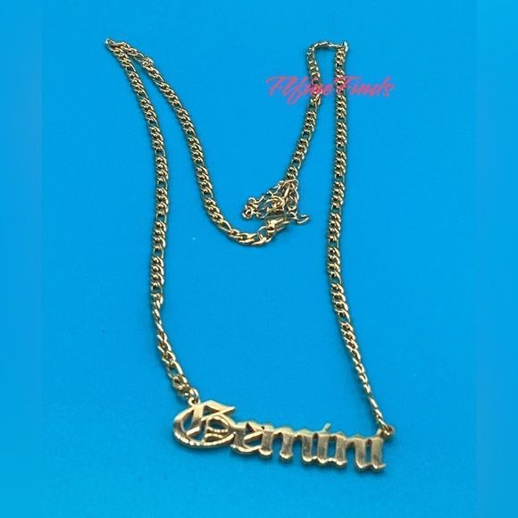 ⭐️ 14k Gold 18” Figaro Zodiac  Name Plate Necklace.(All 12signs available) - Picture 11 of 14